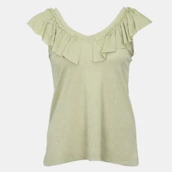 Débardeur pistache dos nu croisé à volants Femme DIXIE