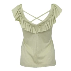 Débardeur pistache dos nu croisé à volants Femme DIXIE