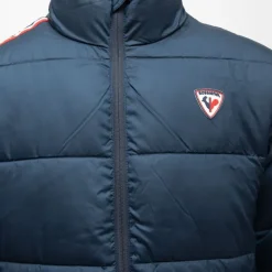 Doudoune unie avec bande colorée navy cesar col montant Homme ROSSIGNOL