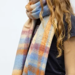 Echarpe à carreaux avec franges en laine 40x210 cm Femme GERARD PASQUIER