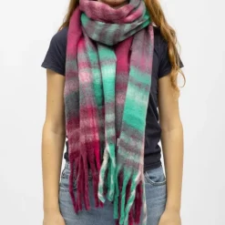 Echarpe à franges carreaux douce avec laine 40x210 cm Femme GERARD PASQUIER