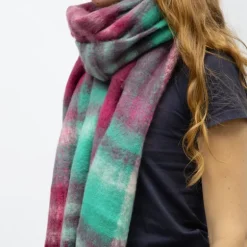 Echarpe à franges carreaux douce avec laine 40x210 cm Femme GERARD PASQUIER