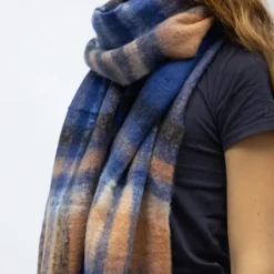 Echarpe à franges carreaux douce avec laine 40x210 cm Femme GERARD PASQUIER