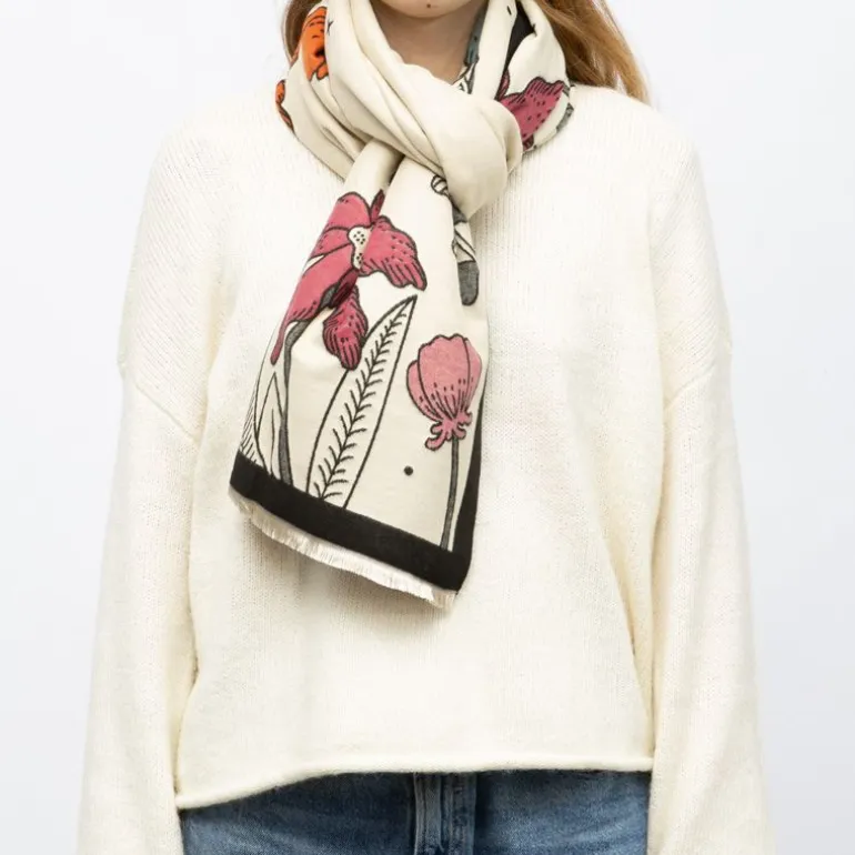 Echarpe imprimé fleurs jaquard 90x180cm Femme GERARD PASQUIER