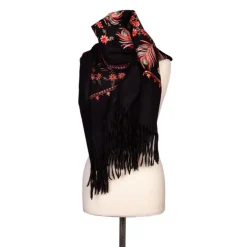 Echarpe noire brodée à fleurs Lindsay 70x180cm Mixte BURTON OF LONDON