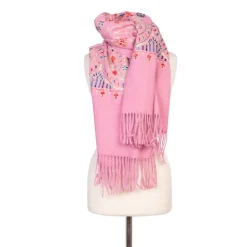 Echarpe rose broderie à fleurs colorées Lindsay 70x180cm Mixte BURTON OF LONDON