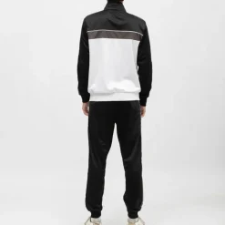 Ensemble jogging noir et veste zippée blanche avec bandes noires Homme ELLESSE
