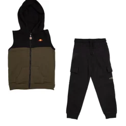 Ensemble kaki 3 pièces gilet jogging et tee shirt manches longues Enfant ELLESSE