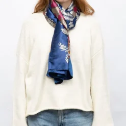 Foulard effet satiné à fleurs avec motif graphique 90x180cm Femme MANOUKIAN