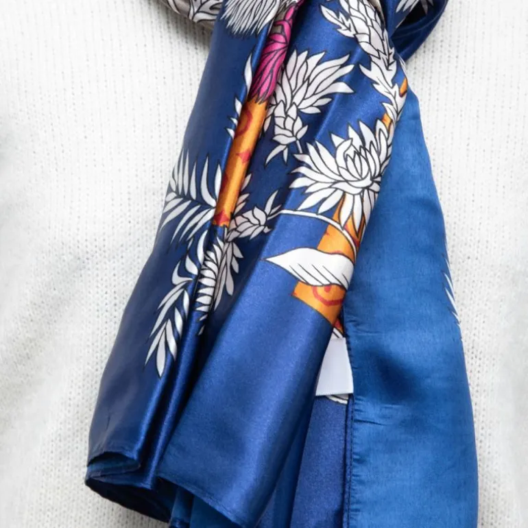 Foulard effet satiné à fleurs avec motif graphique 90x180cm Femme MANOUKIAN