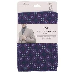Foulard toucher coton à motif violet 60x180 cm Homme BILL TORNADE