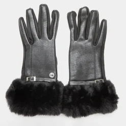 Gants bi matière avec ceinture boucle argenté Femme GERARD PASQUIER
