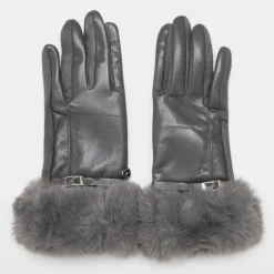 Gants bi matière avec ceinture boucle argenté Femme GERARD PASQUIER