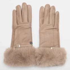 Gants bi matière avec ceinture boucle argenté Femme GERARD PASQUIER