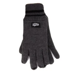 Gants en maille noir à rayures aux poignets Homme KAPORAL
