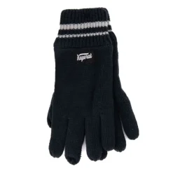Gants en maille noir à rayures aux poignets Homme KAPORAL