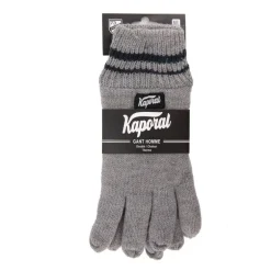 Gants en maille noir à rayures aux poignets Homme KAPORAL