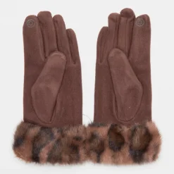 Gants tissu épais avec fausse fourrure imprimé léopard Femme GERARD PASQUIER
