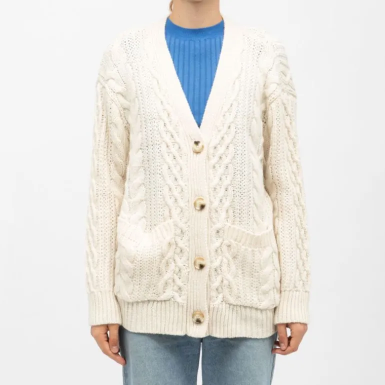 Gilet maille torsadée couleur ivoire moore Femme LA PETITE ETOILE