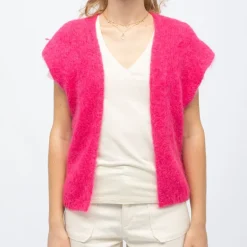 Gilet rose vibrant maille sade Femme LA PETITE ETOILE