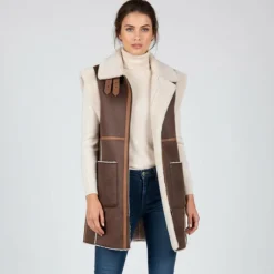 Gilet sans manche zippé effet mouton similicuir Femme OAKWOOD