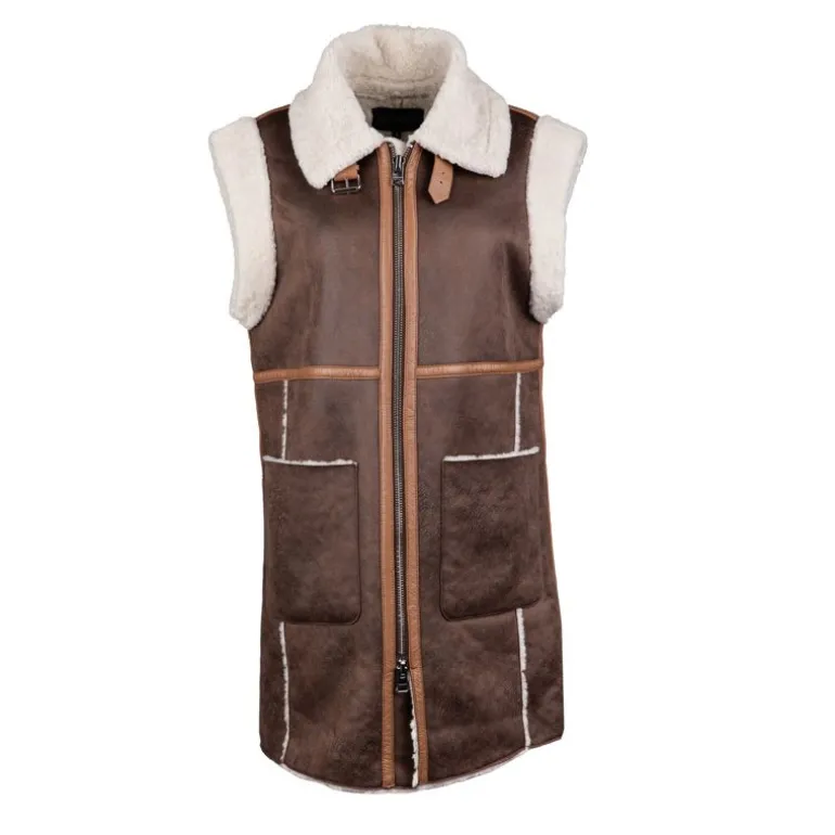 Gilet sans manche zippé effet mouton similicuir Femme OAKWOOD