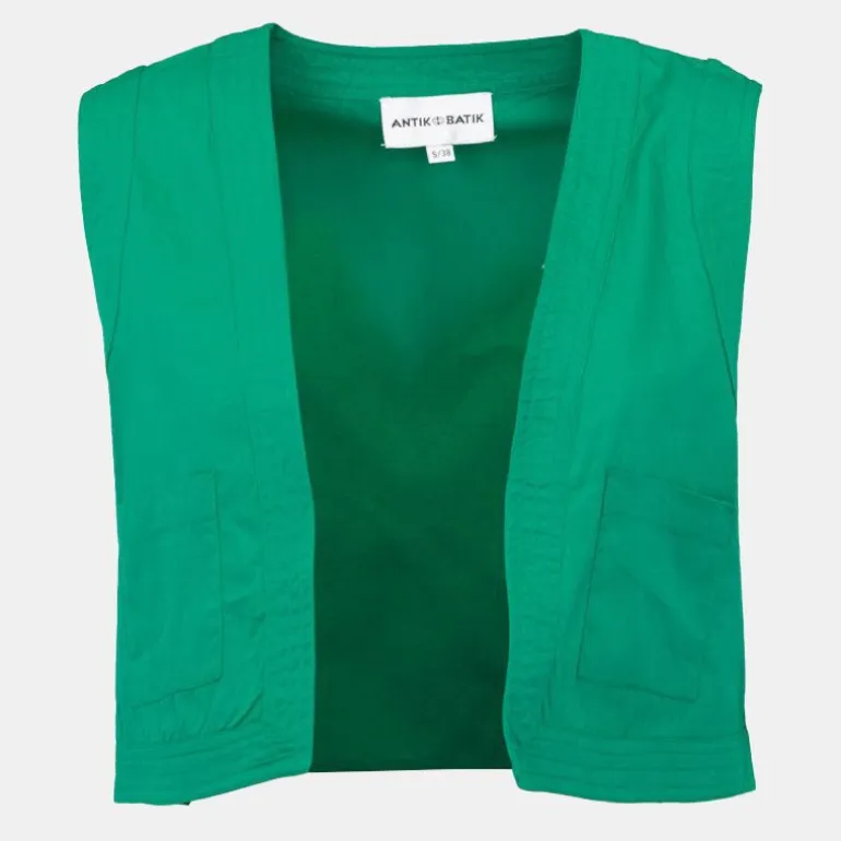 Gilet sans manches coton karo couleur unie Femme ANTIK BATIK