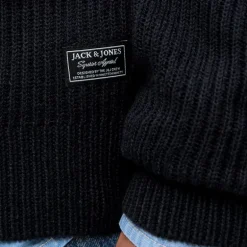 Gilet zippé en maille tricoté avec col cheminée Homme JACK & JONES