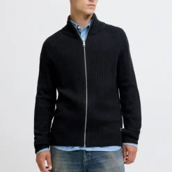 Gilet zippé en maille tricoté avec col cheminée Homme JACK & JONES