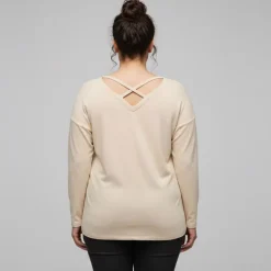 Haut beige manches longues croisé dans le dos Femme ONLY CARMAKOMA