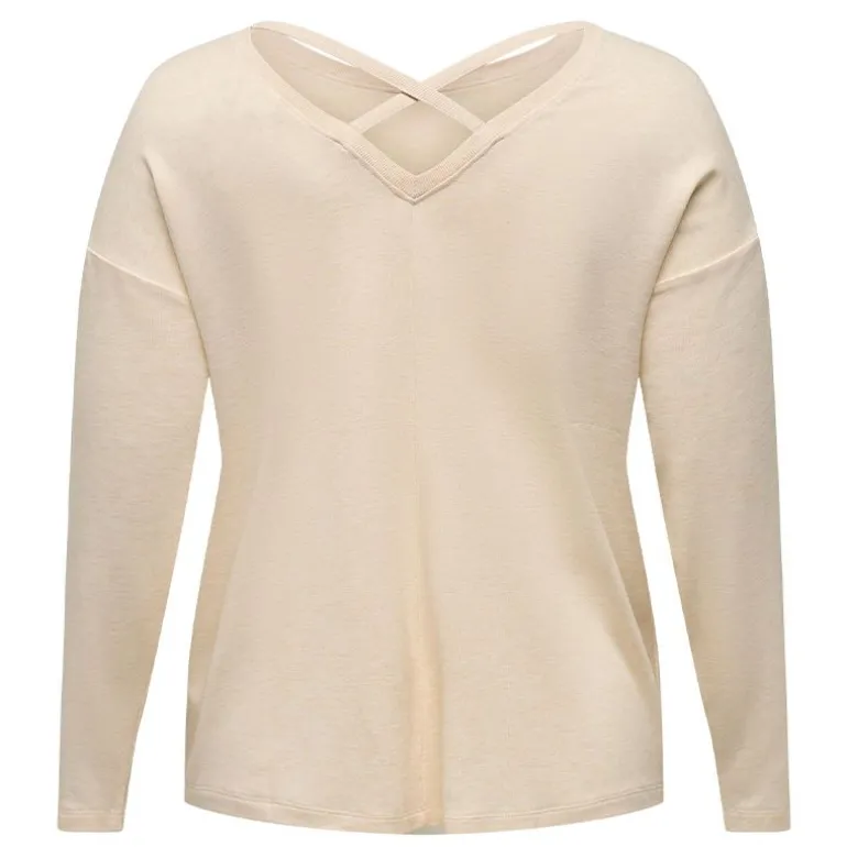 Haut beige manches longues croisé dans le dos Femme ONLY CARMAKOMA