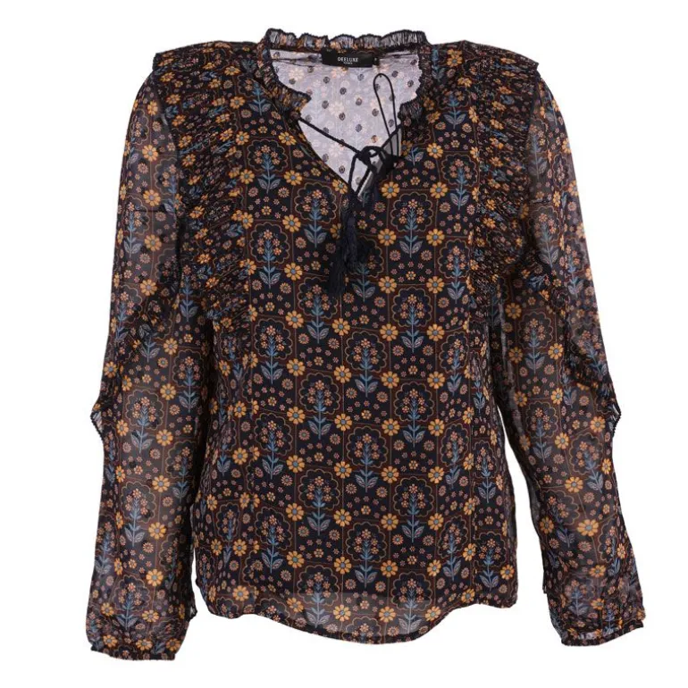 Haut blouse armilla bordeaux imprimée Femme DEELUXE 74