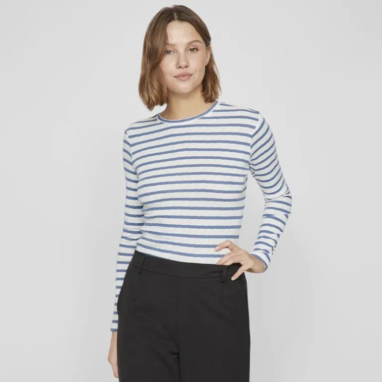 Haut col ras de cou Vivally marinière coton Femme VILA