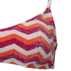 Haut de maillot brassière tissu pailleté rouge corail à motif Femme DEELUXE 74