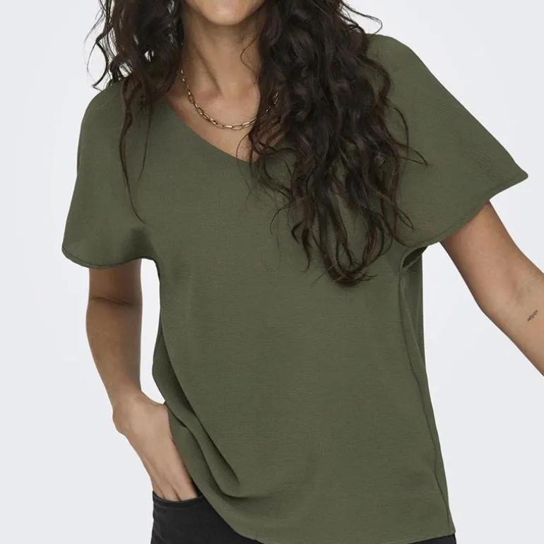 Haut manches courtes à volants uni Femme ONLY