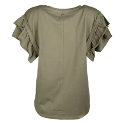 Haut manches courtes à volants kaki Femme DEELUXE 74