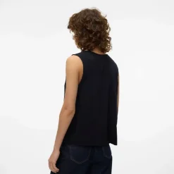 Haut noir sans manches avec col en v Femme VERO MODA