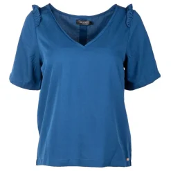 Haut uni col V volants épaules Femme DEELUXE 74