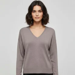 Haut vienna manches longues en maille col V Femme ONLY