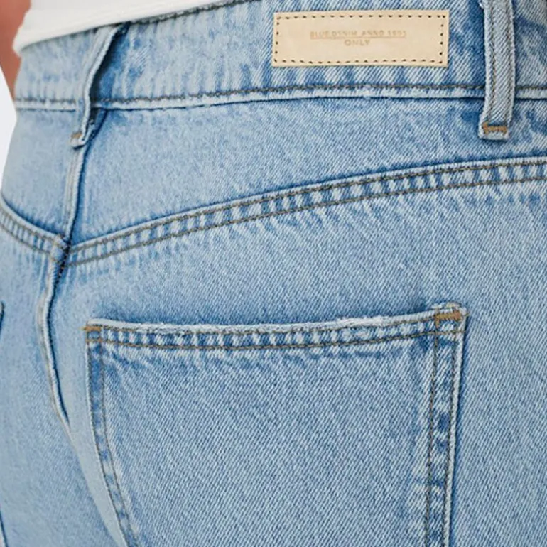 Jean bleu à strass clair droit Femme ONLY