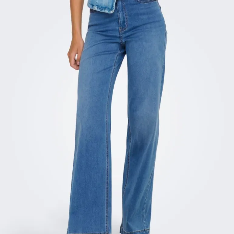 Jean denim à coupe large taille haute madison royal Femme ONLY