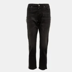 Jean denim taille haute regular avec bandes motif éthnique Femme PLEASE