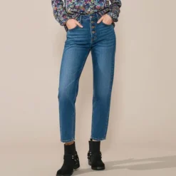 Jean droit bleu olivia coton bio Femme NAGEV