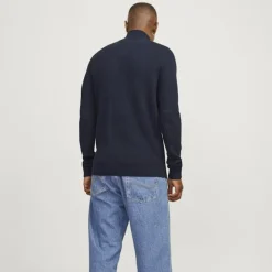 Jjpannel knit half zip aw24 black Homme JACK & JONES