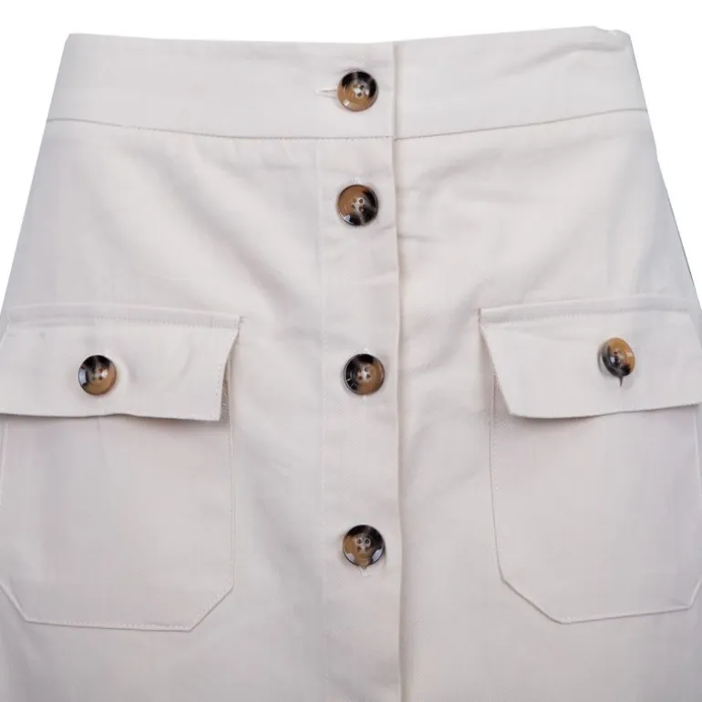 Jupe à boutons beige Jarel mi-longue Femme LA PETITE ETOILE