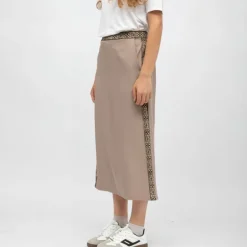 Jupe dasy mi longue bandes graphiques avec fente Femme HOLLY AND JOEY