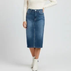 Jupe denim fourreau délavé Femme PLEASE