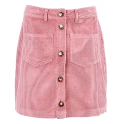 Jupe en velours rose à boutons poche devant Femme DEELUXE 74