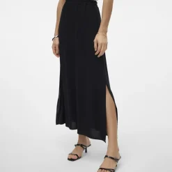 Jupe longue fluide noir avec fente Femme VERO MODA