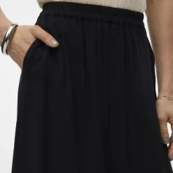 Jupe longue fluide noir avec fente Femme VERO MODA